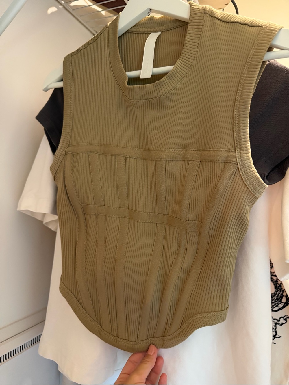 Dion Lee Olive Structured Ribbed Tank